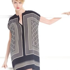 Vince Black + Cream Scarf-print Tunic Short XS